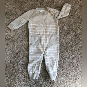 Cloud Island Grey & White Striped Long Sleeve Sweater Bodysuit Suit -6-9 Months